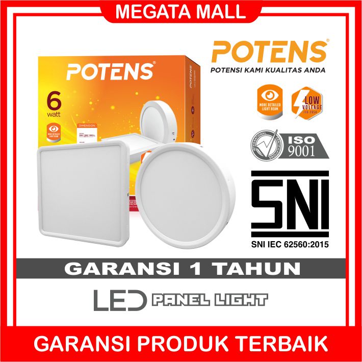 ♫ Megata ♫ A150 Potens Lampu LED Panel Light Out Bow  Bulat Petak Garansi Import