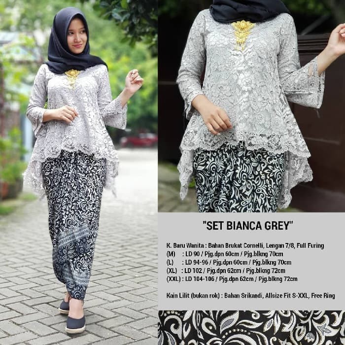 Setelan Kebaya Modern Bianca Grey