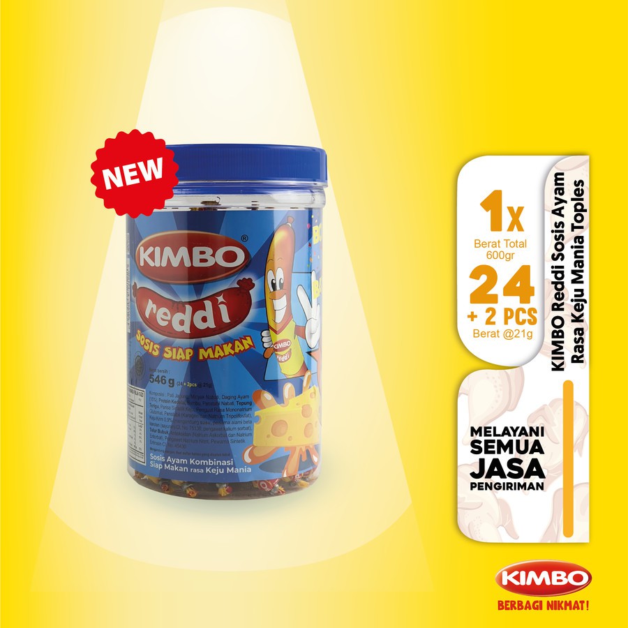 KIMBO reddi Sosis Ayam rasa Keju 1 Toples 26 pcs