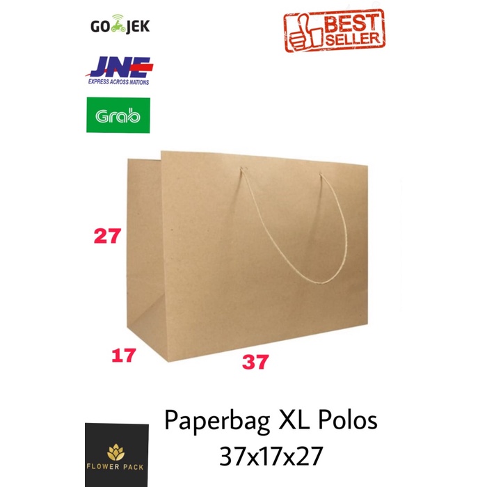 

NEW Paperbag XL Polos 37x17x27 Jumbo Besar Tas Kertas Tas Belanja Goodie