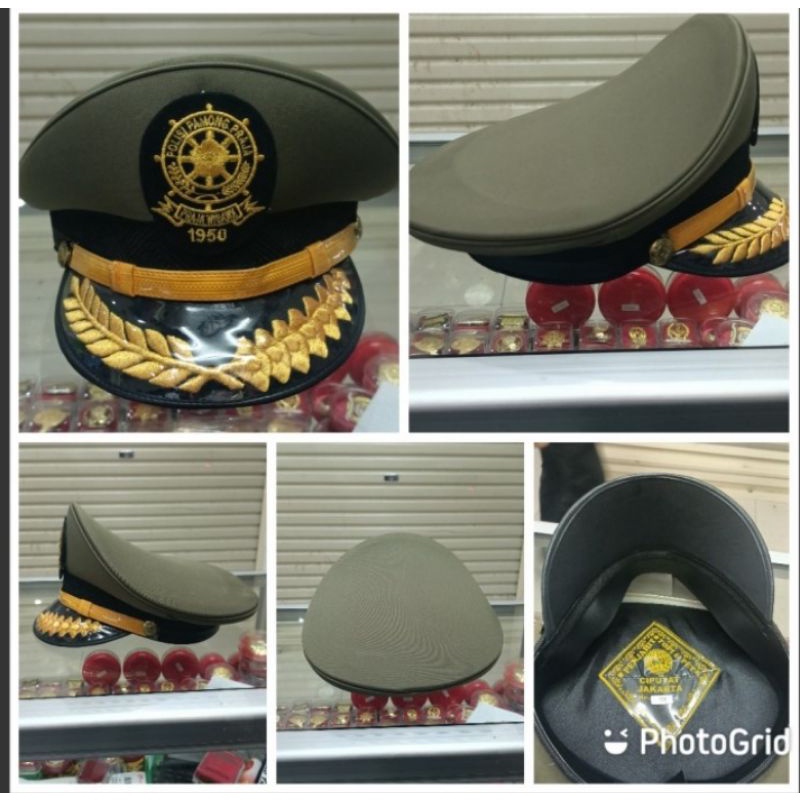 Topi pet wanita + cowok pol PP Lis padi kapas cantumkan nomor topi 54 - 60