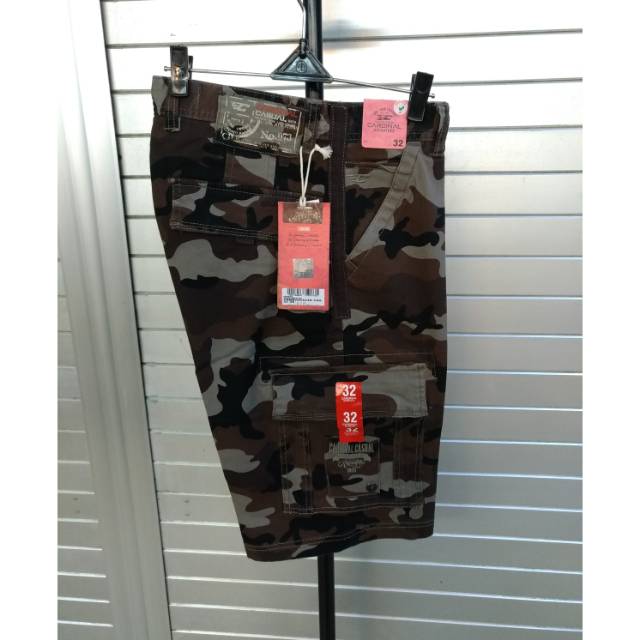 CARDINAL Original Men Casual Celana Pendek Katun Cargo Doreng EBV424 KB