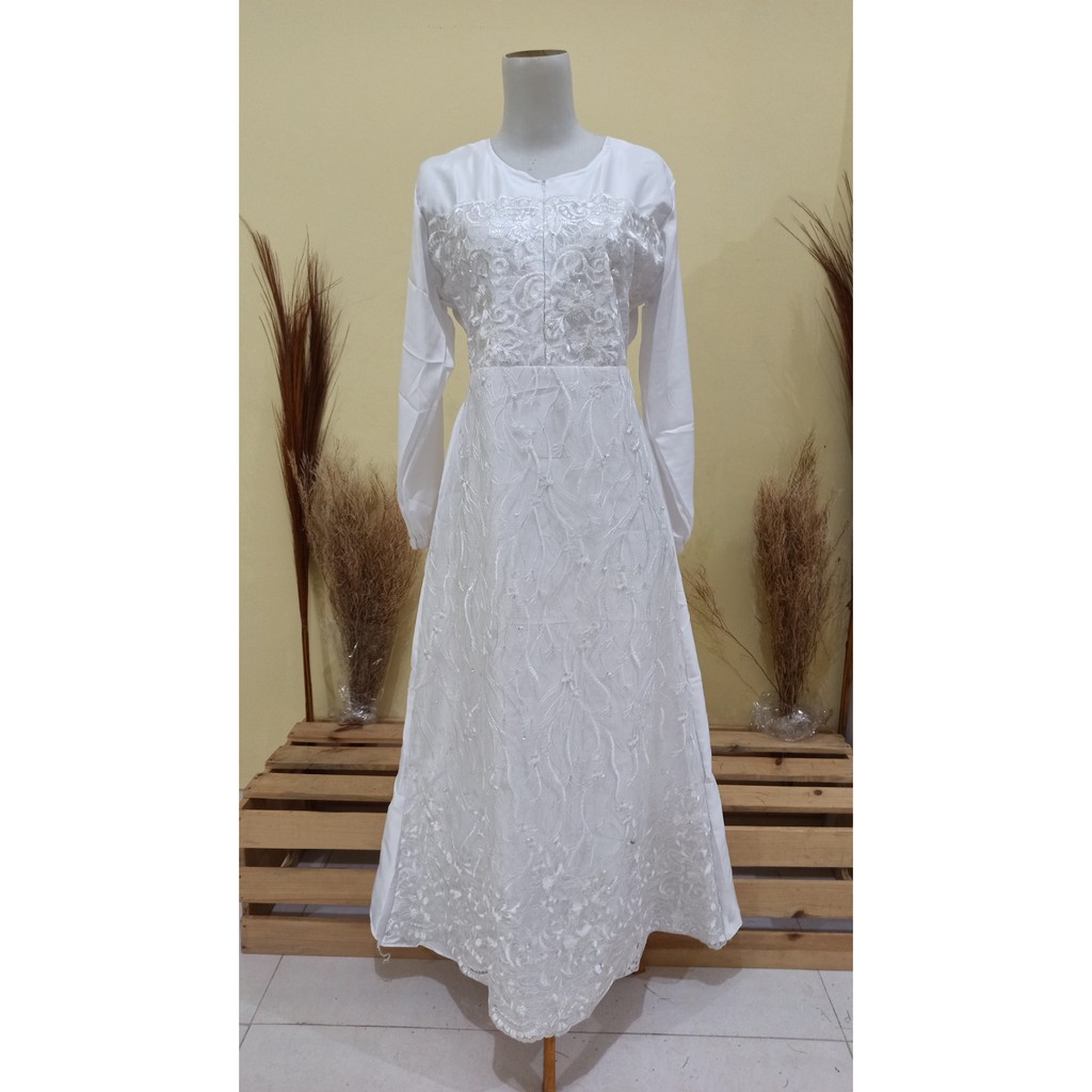 [ SALE ] TERBARU GAMIS NIBRAS NBRS NB A81 WARNA LILAC DAN MOCCA XS - XXL / DRESS DEWASA OOTD CASUAL KEKINIAN KEREN GAMIS PESTA MUSLIMAH BRUKAT FLOWER TILE BAJU MUSLIM KONDANGAN BRIDESMAID KEKINIAN GAMIS REMAJA TERBARU 2021 | GAMIS KONDANGAN MODEL TERBARU-WHITE