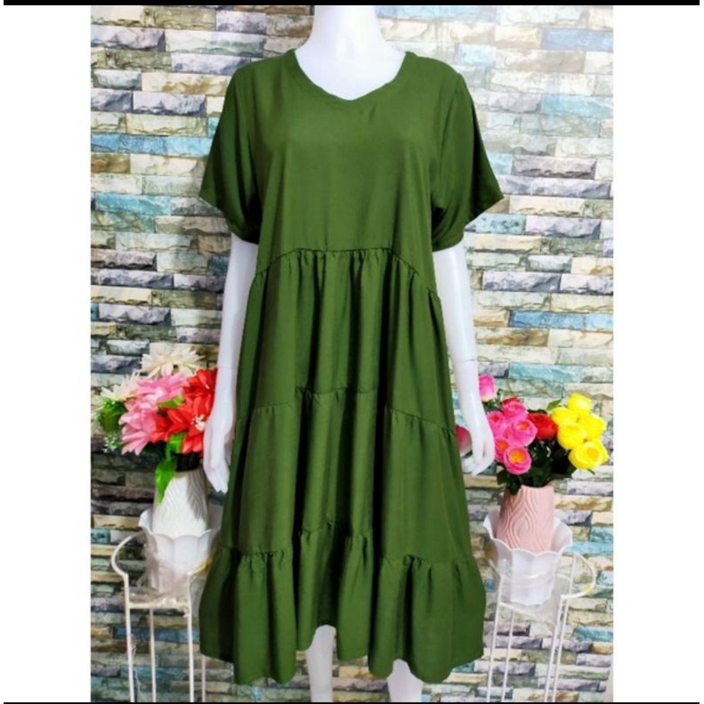 DASTER ADEM KEKINIAN MIDI DRESS BUSUI FRIENDLY MURAH