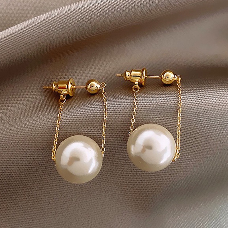 Anting Mutiara Putih Bentuk Bulat Oversize Gaya Bohemian Korea Untuk Wanita