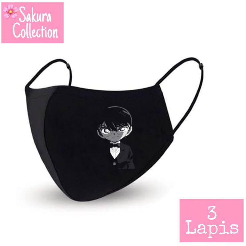 Masker Kain 3 Lapis - Conan - Scuba Anak Dewasa - Earloop