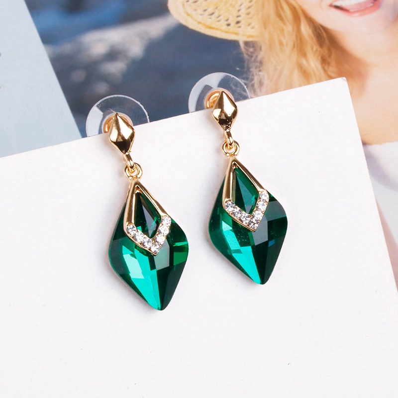 Anting Tusuk Gantung Panjang Bahan Sterling Silver 925 Hias Kristal Gaya Korea Untuk Wanita