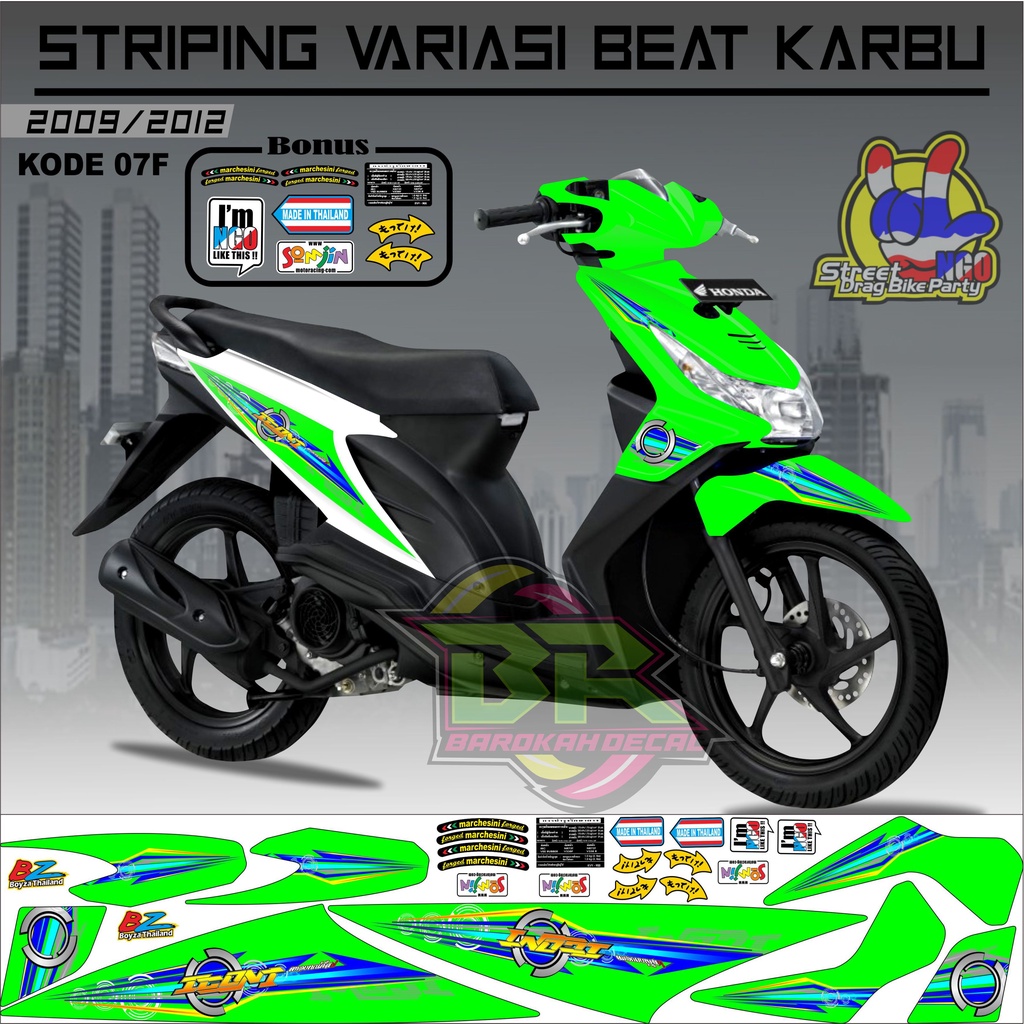 Striping Beat Karbu Stiker Lis Motor Beat Karbu kode 07