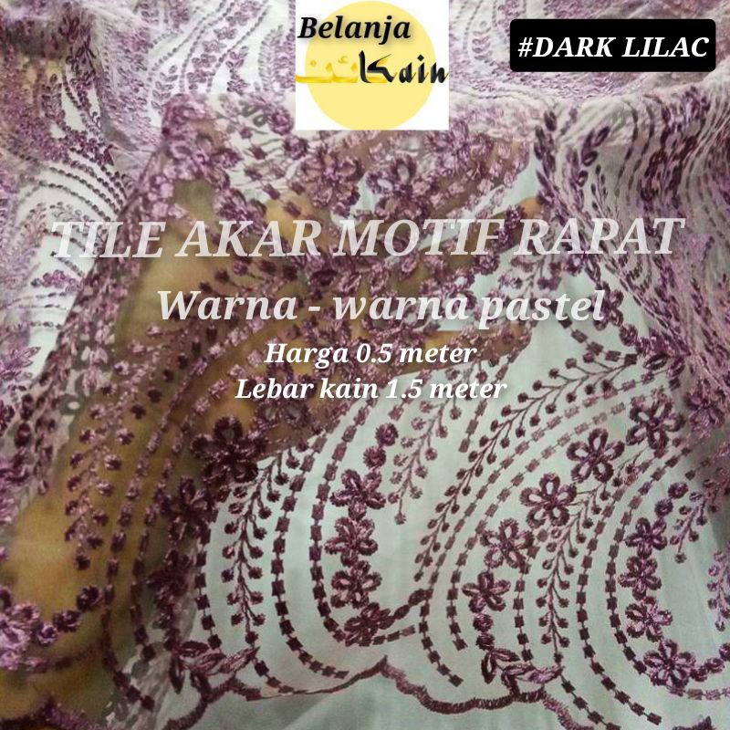 KAIN TILE AKAR NON GLITER MUTIARA / BROKAT TILE