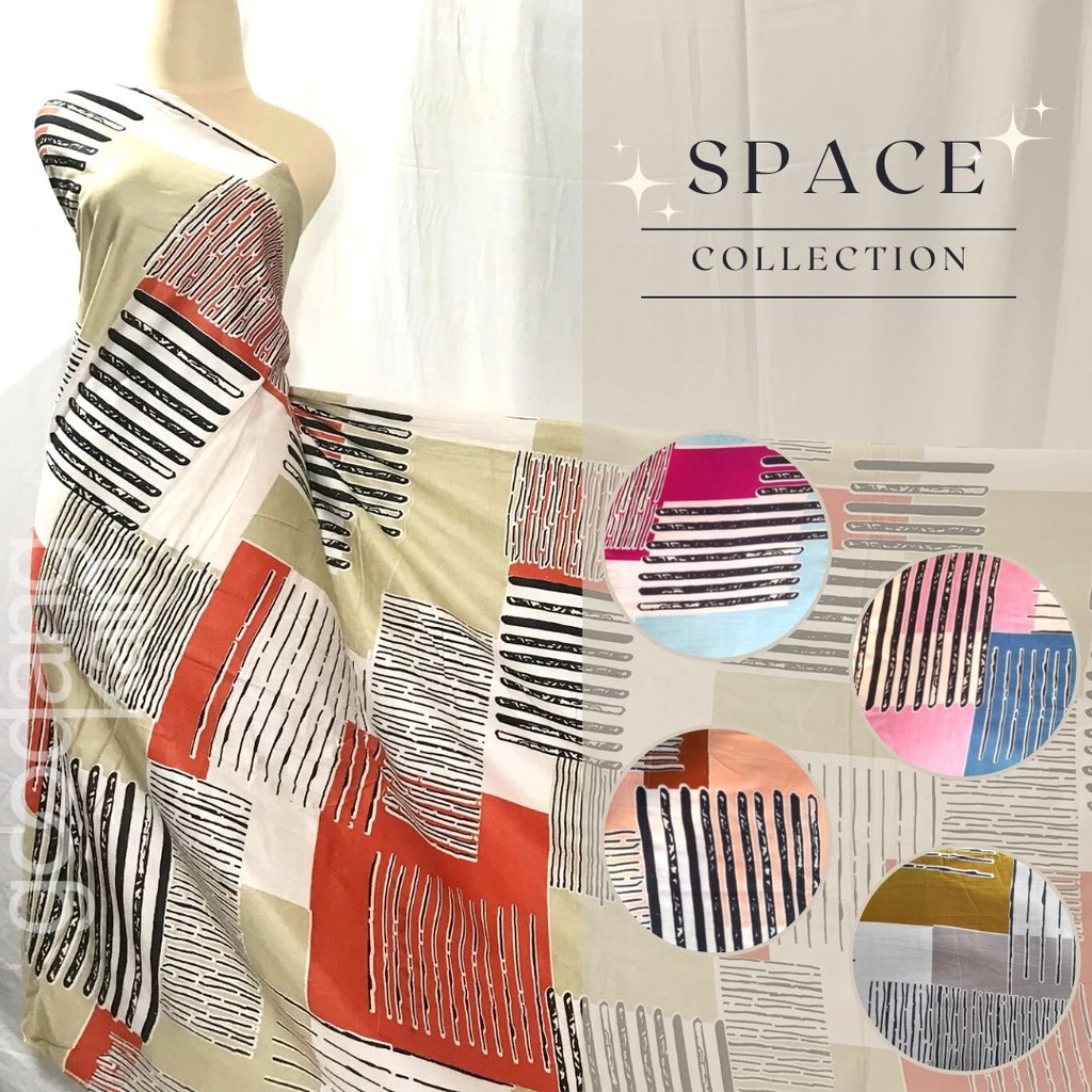 [SPACE COLLECTION] KAIN METERAN MOTIF SANTUNG RAYON KATUN TWILL VISCOSE PREMIUM 100% KATUN COTTON MO