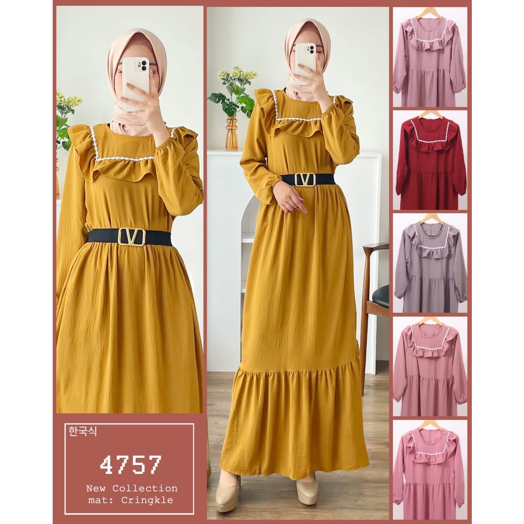 [ Nitaranz ] Gamis New Mode | Busana Wanita Komb Renda Import | Bahan Crinkle | Gamis Kekinian Remaj