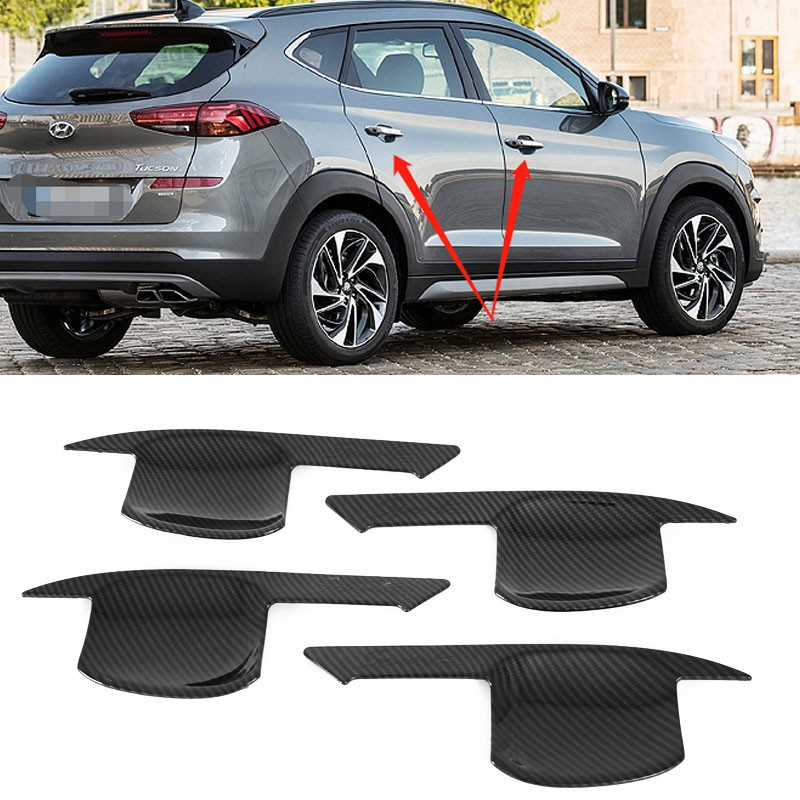 Xuming Untuk Hyundai Tucson 2015 2021 Pola Serat Karbon Pintu Mobil Bowl Cover Trim Tucson Aksesoris Eksterior