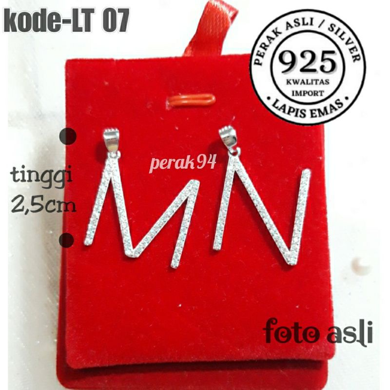 LIONTIN HURUF PERAK ASLI 925 LAPIS EMAS LIONTIN WANITA/LIONTIN HURUF M/LIONTIN HURUF N BESAR/LIONTIN
