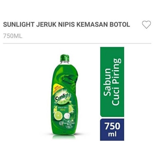 Sabun Cuci Piring Cair Sunlight 750Ml Jeruk Nipis Botol