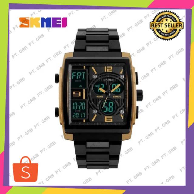 Jam Tangan Pria Digital Analog SKMEI Gold Water Resistance - Jam Tangan Pria Murah - Jam Tangan ORI