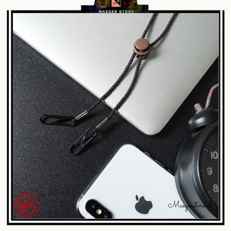 Kalung Masker Hijab 2in1 Strap Masker Elastis Stretchy Tali masker Kalung Strap Mask Hijab Strap Mask Premium-Ulir Stretch Coffee