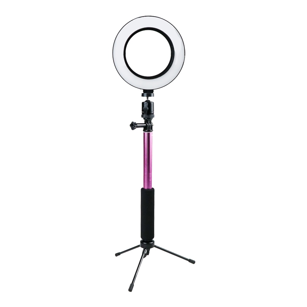 TaffSTUDIO Lampu Halo Ring Light LED Kamera 16CM with Tongsis Tripod - EL940008A - White