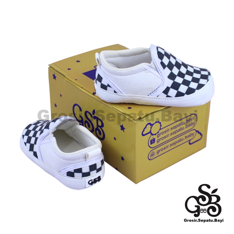 sepatu bayi baby shoes prewalker laki laki perempuan umur 2 - 14 bulan motif Catur warna