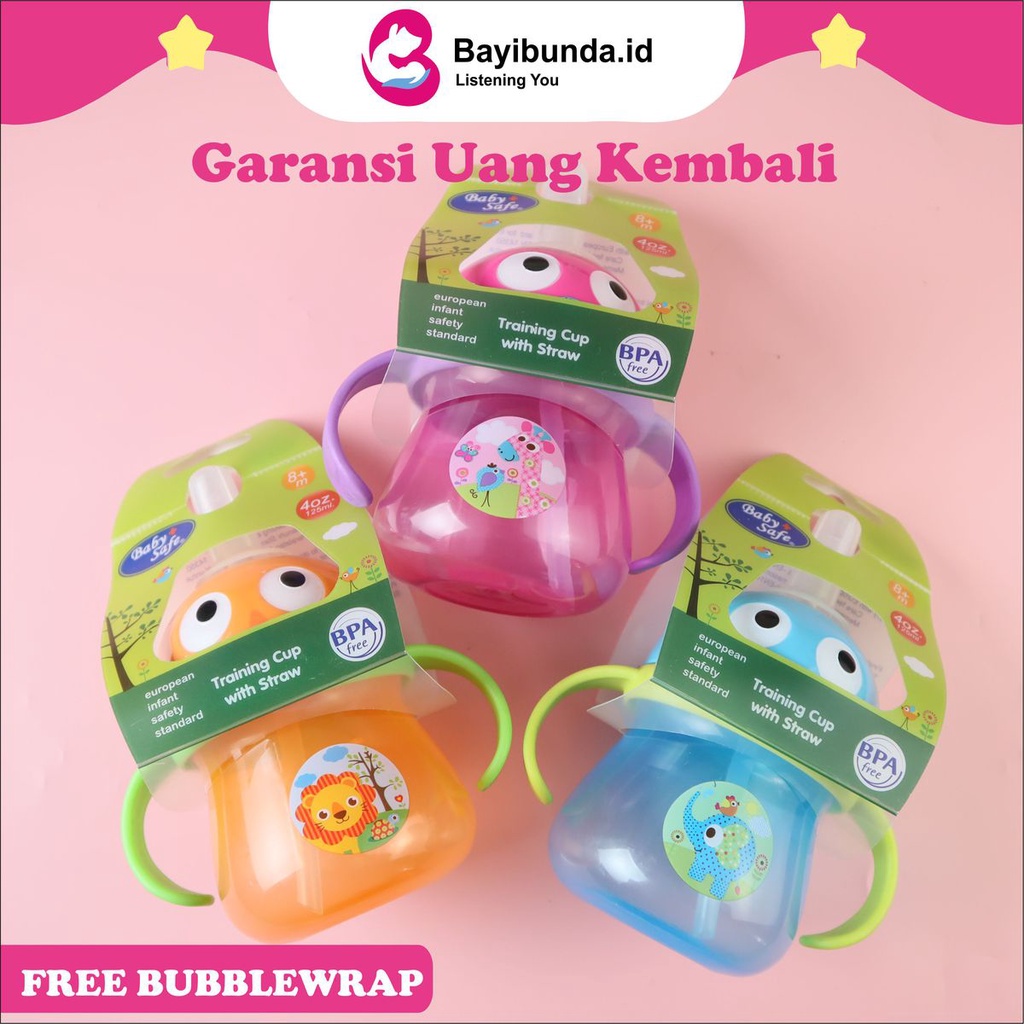 Baby Safe AP007 | Trining Cup With Straw Cup | Botol Minum Bayi dan Anak Sedotan | Perlengkapan Bayi | 125 ml | BPA Free