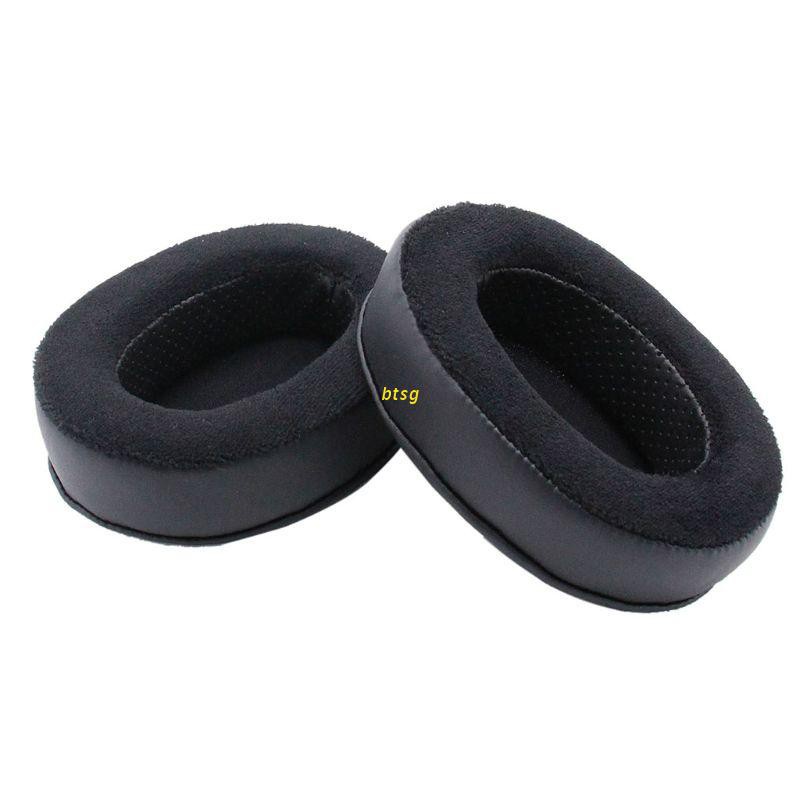 btsg Hybrid Memory Foam Earpad - Black PU/Velour - Suitable For Large Over Brainwavz HM5 The Ear Headphones