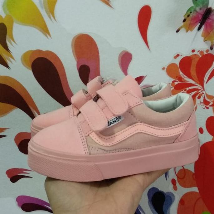 Vans Sk8 Low Velcro Peach Anak Import / Sepatu Vans Anak / Sepatu - 20 DISKON