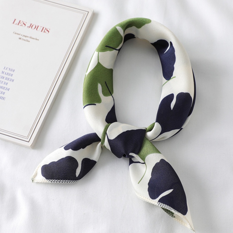 &quot;Ginko&quot; 50x50 cm Mini scarf, Scarf Leher, Scarf Tas, Bahan Silk Immitation