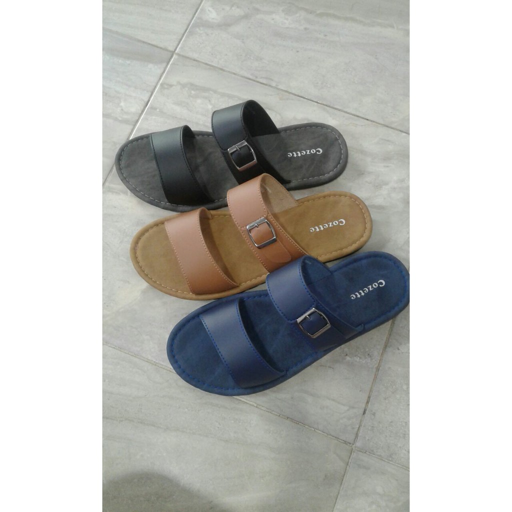 Jual Sandal Pria Selop/ Sandal Selop Sol Hitam/ Cz 2002 - Hitam, 39 Murah