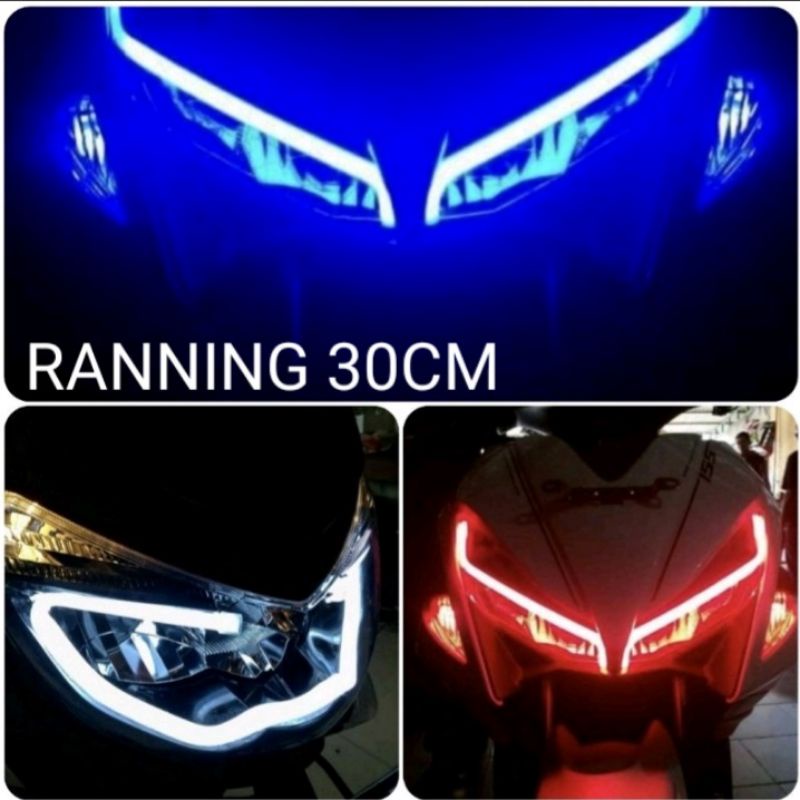 DRL Alis bulat 12volt XWB 2 mode sein running 30cm/ motor/mobil