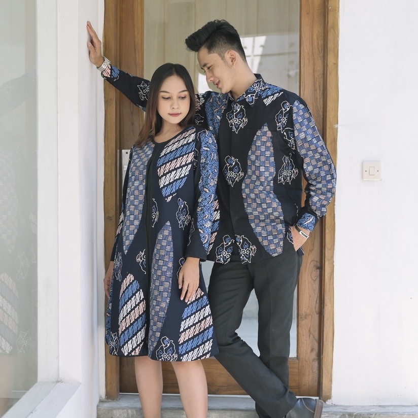 Jual BATIK TRUSMI Sarimbit Keluarga Couple Set Kemeja Lengan Panjang