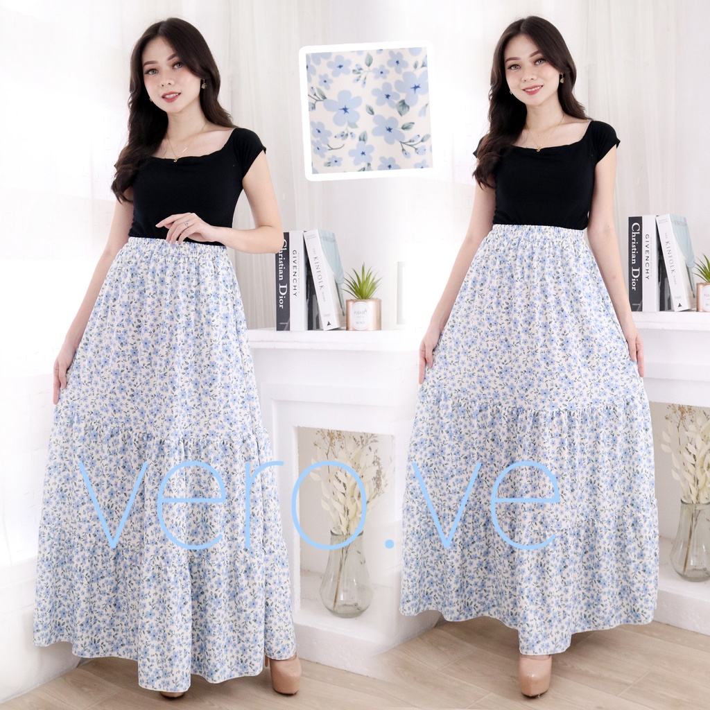 ROK MAXI SKIRT Rok panjang Motif/Corak Kerutan Rok muslim/Mayung/Ibu Hamil Bawahan Cewek Susun Kantong Terbaru Termurah Terlaris