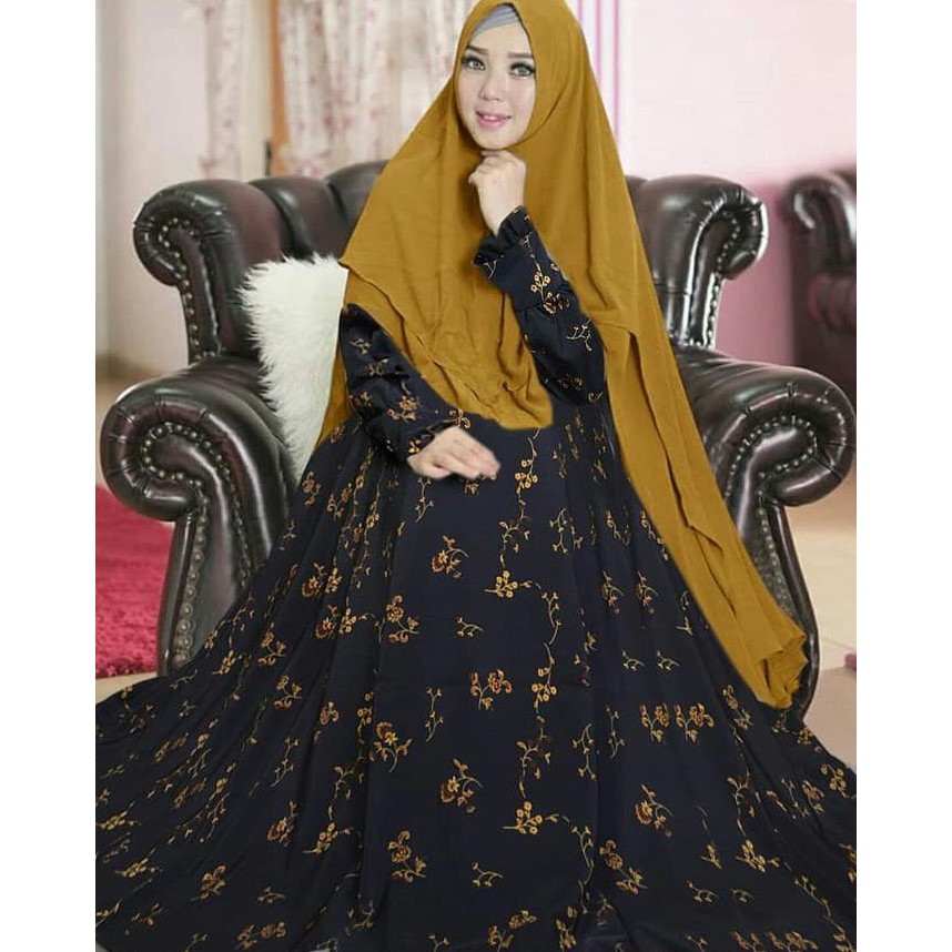Syari Caramello black Hijab 0105 RJK Baju Gamis Wanita Muslim