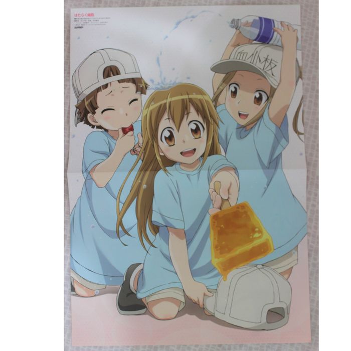 Poster Anime Hataraku Saibo dan Idolmaster side M Bonus Majalah