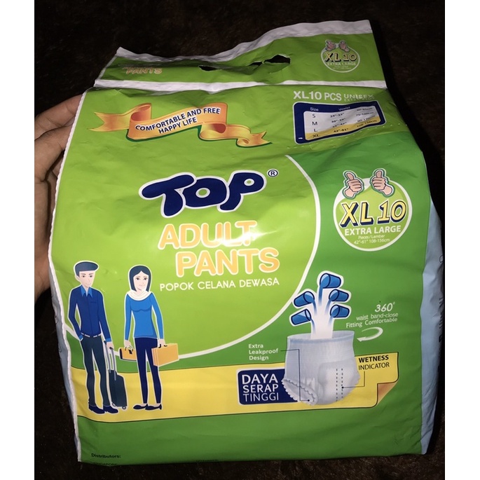 Popok (pampers) dewasa ukuran XL isi 10 merk TOP model celana