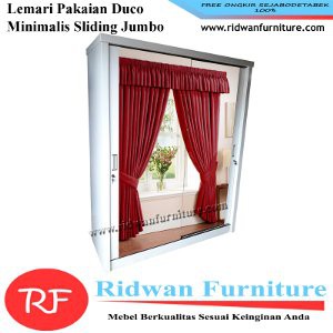 Dijual  Lemari Pakaian Minimalis 2 Pintu Geser Finishing Duco Putih  Murah