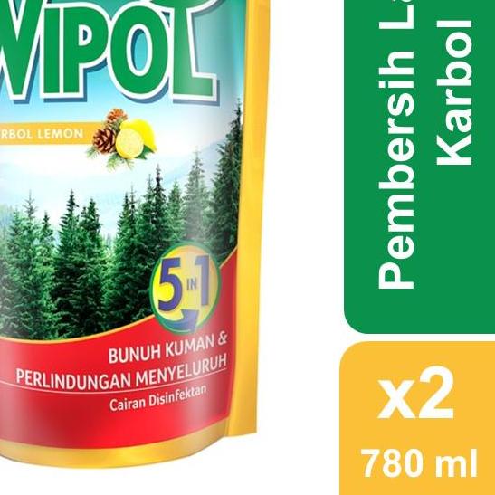 Wipol Sabun Karbol Pembersih Lantai Lemon Tangguh Bunuh Kuman 780 ml Twin Pack