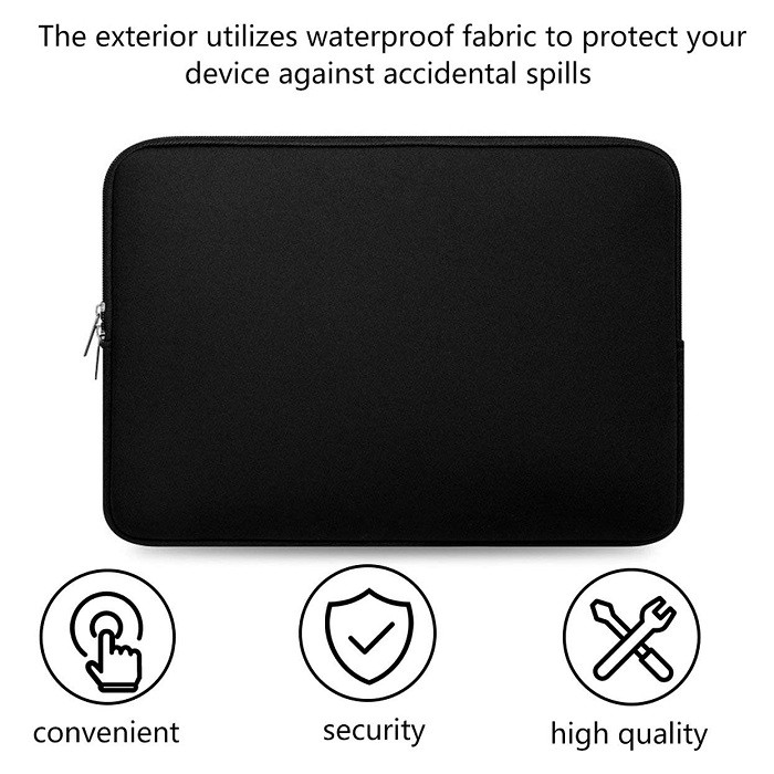 Tas Laptop Softcase Macbook Air Pro M1 M2 Size 11 12 13 inch Sleeve Simply Black Neoprene