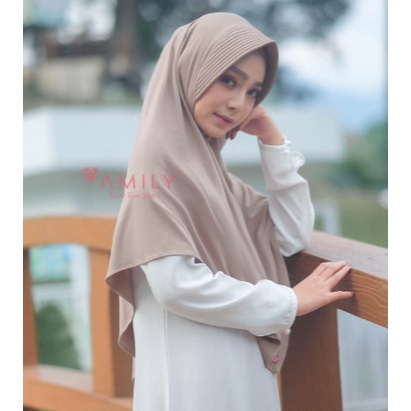 KERUDUNG INSTAN BERGO {OZZA} JILBAB SYARI ANTEM FASHION MUSLIM - [AMILY HIJAB] TERBARU BEST SELLER-Khaki