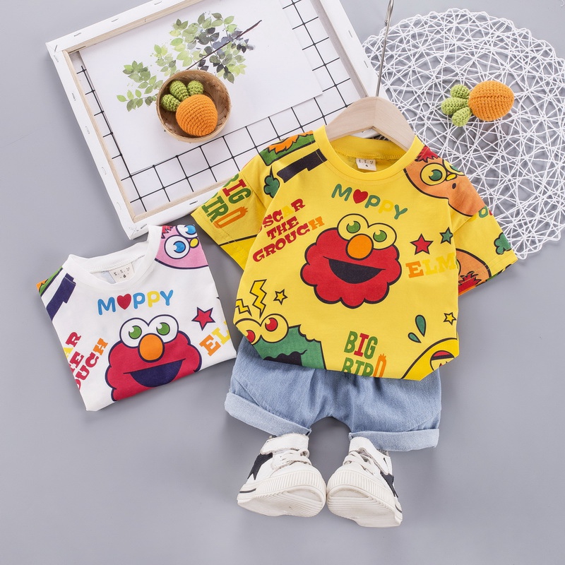 Babyking Setelan Kemeja Lengan Pendek  Motif Kartun Celana  