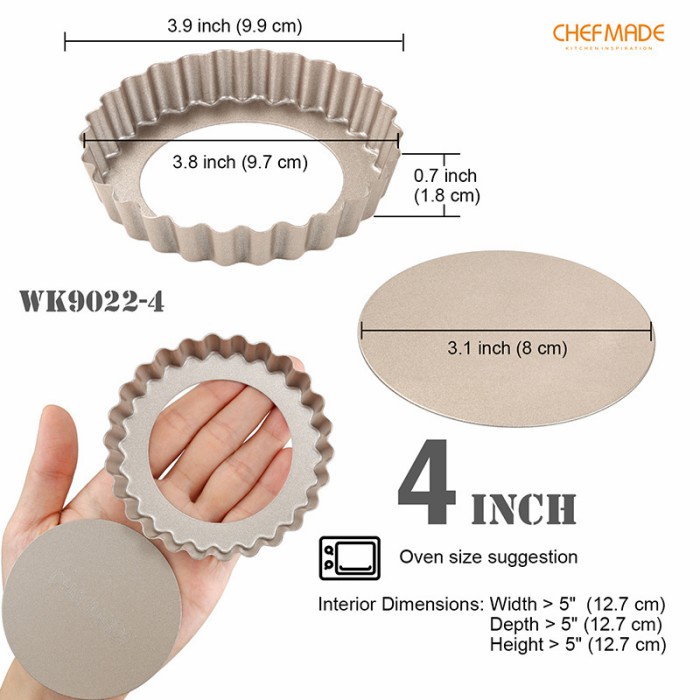 Chefmade 4inch round tart pan wk9022 / loyang kue pie mini