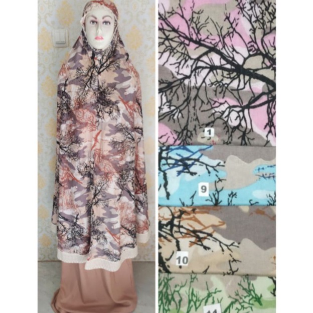 Mukena Bali Rayon Printing Renda Motif akar