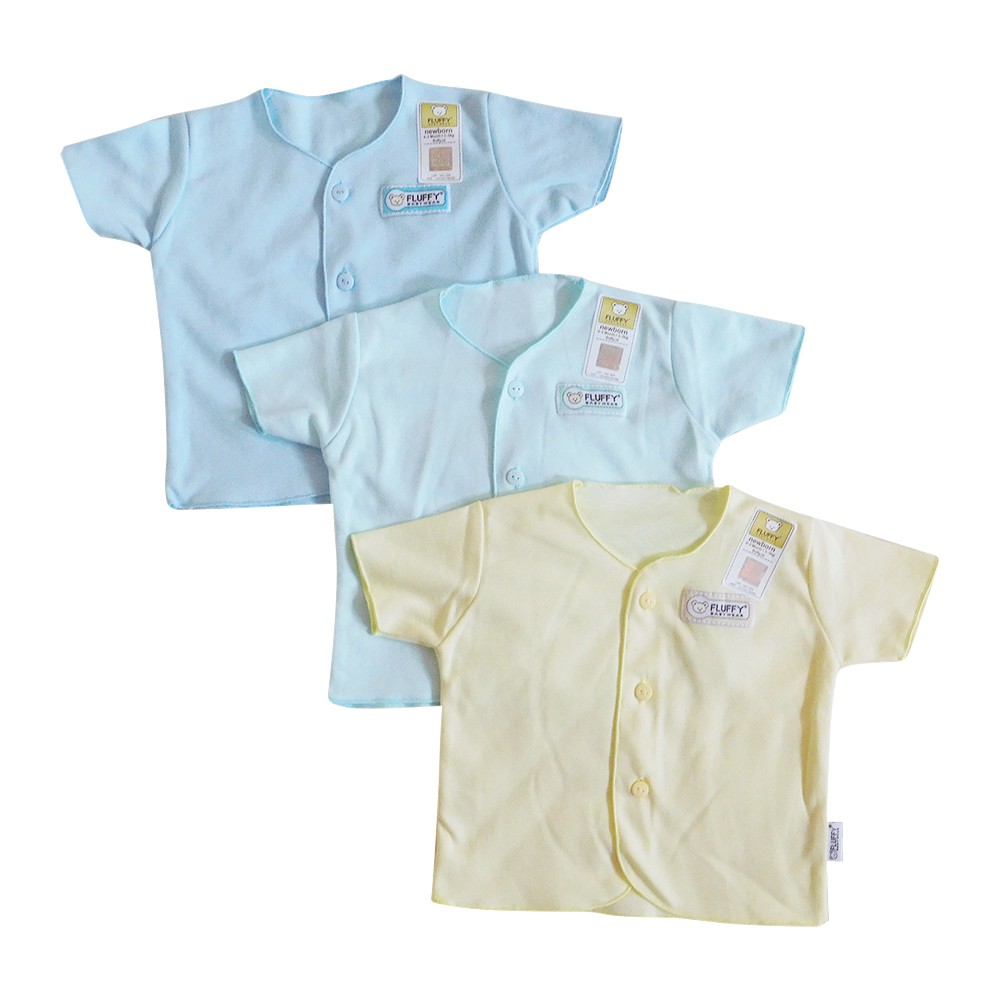 BAJU BAYI PENDEK NECI WARNA MERK FLUFFY (Isi 3 Pcs) BDAN NOP | Shopee