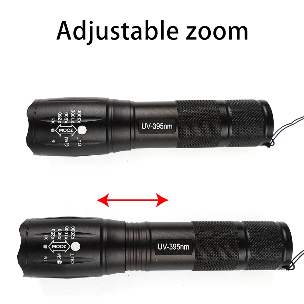 Lampu Senter Led Ultraviolet Putih Zoomable Retractable Untuk Cek Uang Palsu