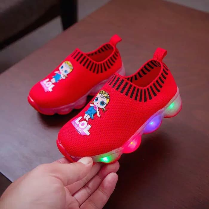 Sepatu sneakers anak LOL led model terbaru