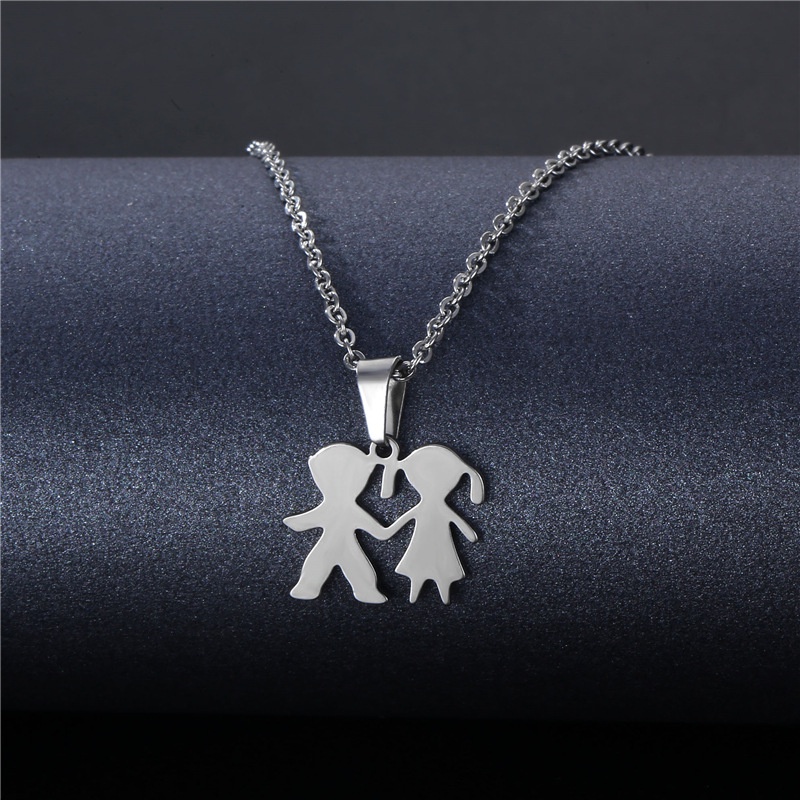 Aksesoris stainless steel baru anak laki-laki dan perempuan family series kalung anime kartun lionti