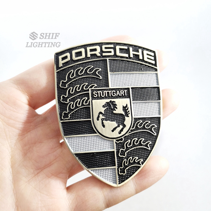 1pc Stiker Emblem Logo Kuda Porsche Bahan Metal Untuk Kap Depan Mobil Porsche