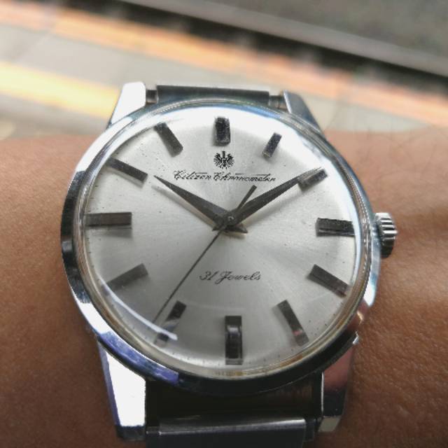 Original VERY RARE 60s Vintage Watch Jam Arloji Citizen Chronometer 31j silver Sunburst dial gs gran