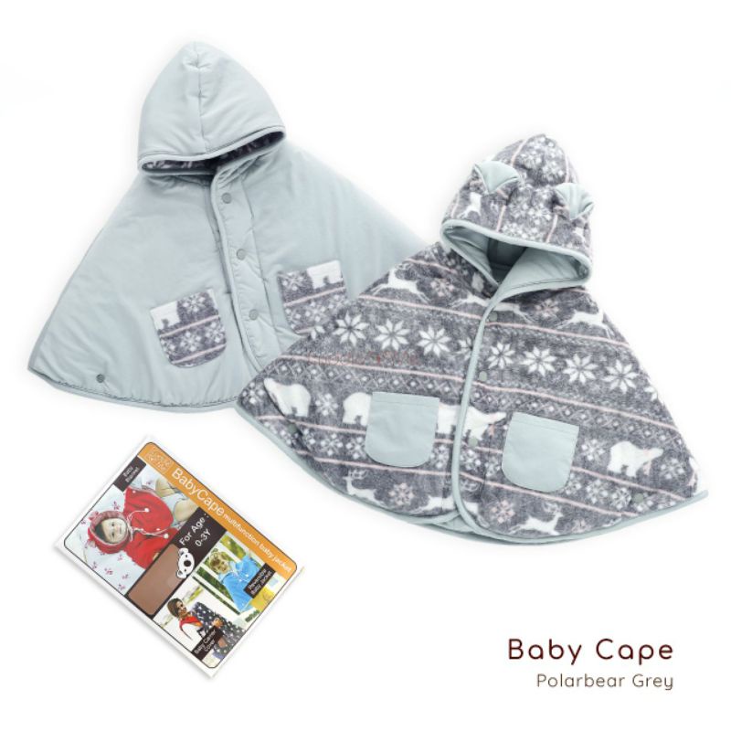 Jaket Anak CuddleMe BabyCape | Mantel Bayi Balita Cuddle Me Baby Cape | Grosir Cuddle Me BabyCape-Polar Bear Grey