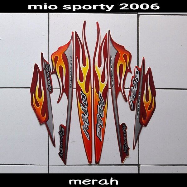 stiker motor Mio sporty 2006 merah