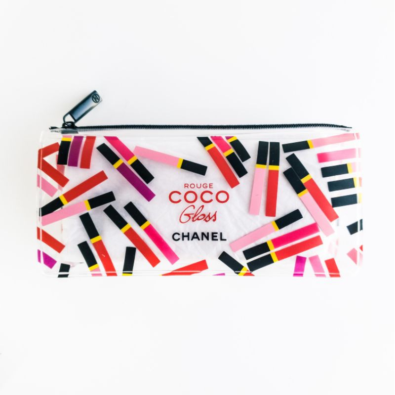 Chanel Rouge Coco Gloss Makeup Cosmetic Pouch Bag Pencil Case - Authentic Official Merchandise