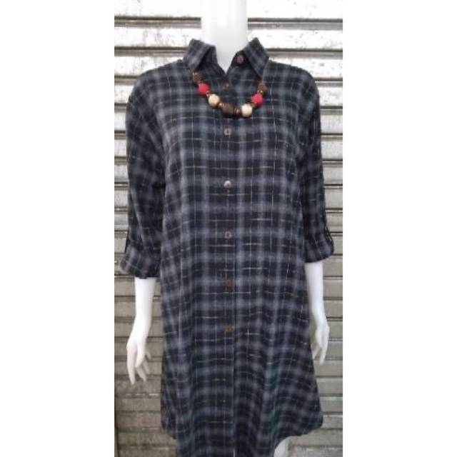 TUNIK KEMEJA FLANEL IMPORT WANITA / TUNIK FLANEL